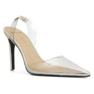 Black Suede Studio "Millie" BNWT Clear Stiletto Heels Slingback Women New